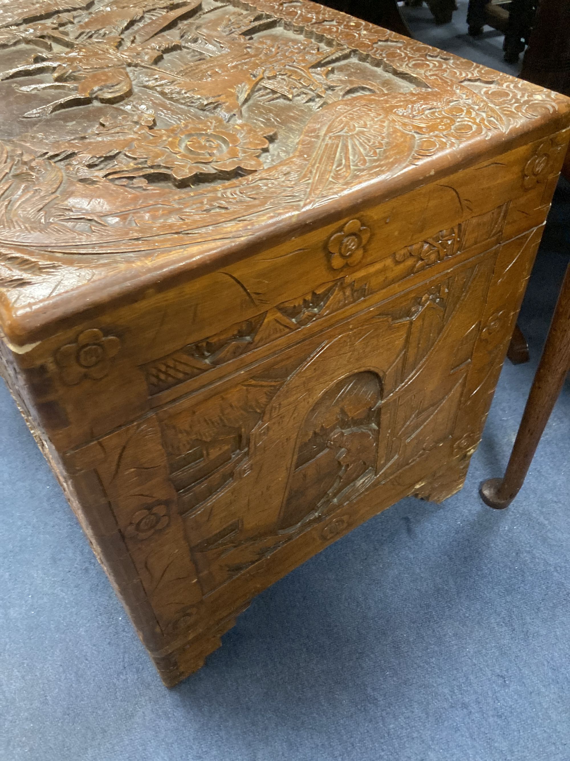 A Chinese camphorwood trunk, length 103cm, depth 51cm, height 58cm